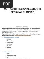 Method of Regionalization in Regional Planning