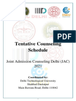 Tentative Counseling Schedule: Joint Admission Counseling Delhi (JAC) 2021