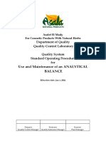 Use and Maintenance of An ANALYTICAL Balance