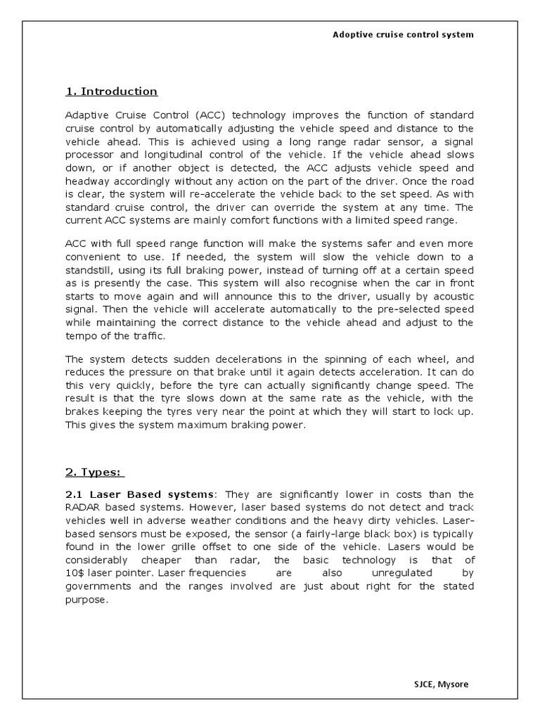 Adaptive Cruise Control System Overview | PDF | Radar | Automobiles