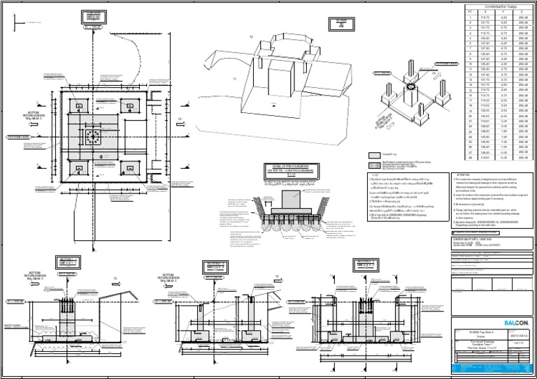 10-MGD Tay Ninh 3 Formwork Drawing 1:50 1:75: Plan View, Section 1-1 To ...