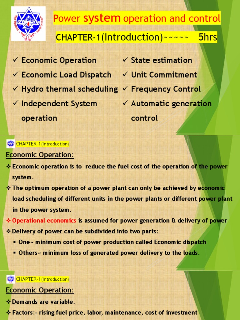 Power Operation and Control: Chapter-1 | PDF | Hydroelectricity ...