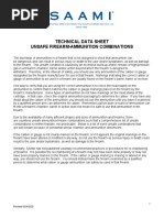 Technical Data Sheet Unsafe Firearm-Ammunition Combinations: 1 Revised 8/24/2020