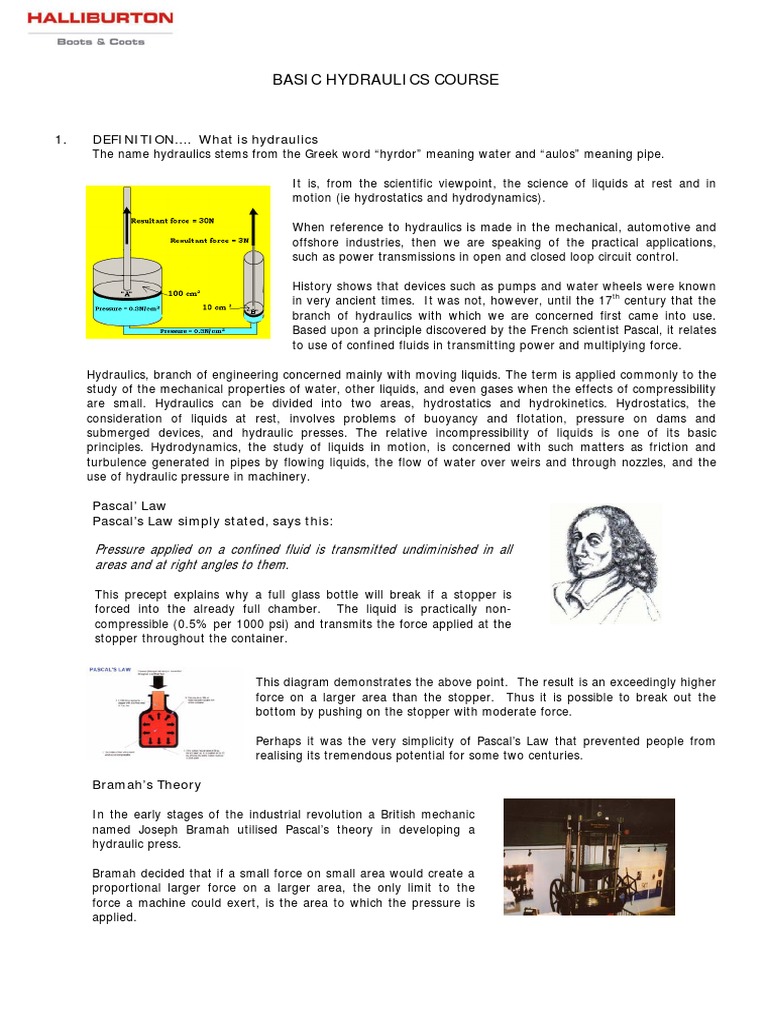 Basic Hydraulics Course PDF Pump Valve