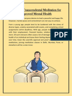 Learning Transcendental Meditation For Improved Mental Health