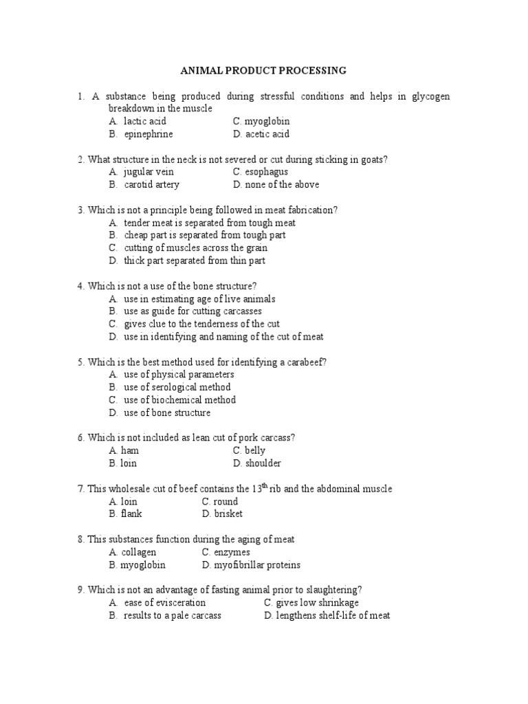 Animal Product Processing PDF Meat Curing (Food Preservation)