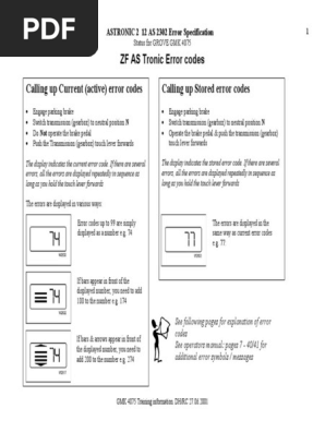 Zf Astronic Error Codes Pdf Transmission Mechanics Clutch