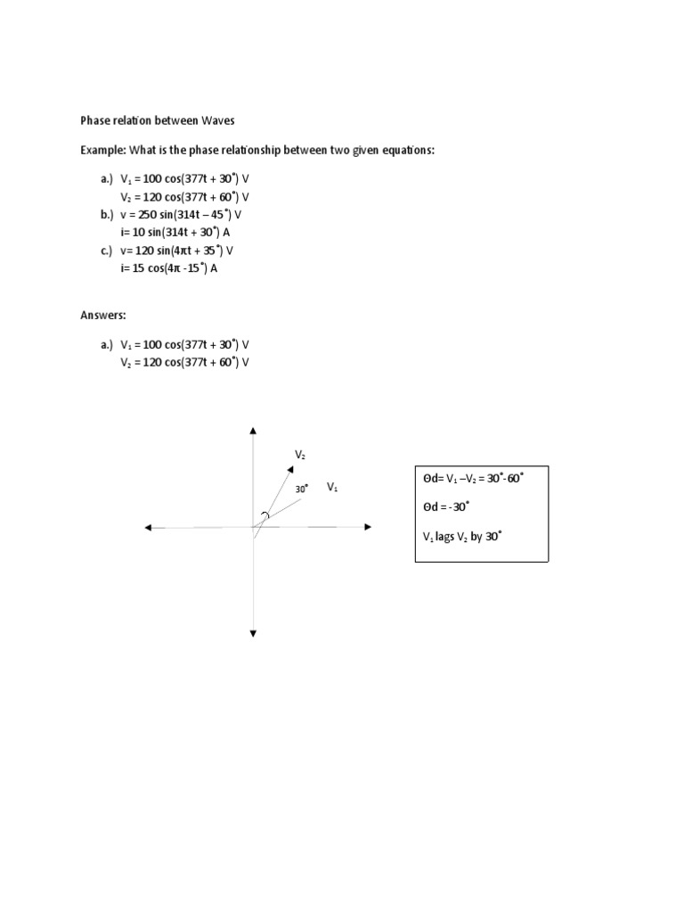 Examples On Phase Relation of Waves and RCRL and RLC | PDF | Electrical ...