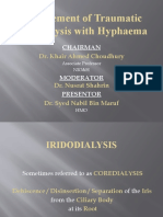 Tr. iridodialysis with hyphaema