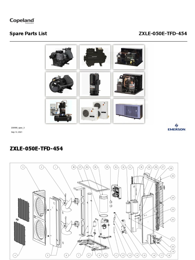 ZXLE-050E-TFD-454 Spare Parts List: 230908 - Spac - 3 Sep 13