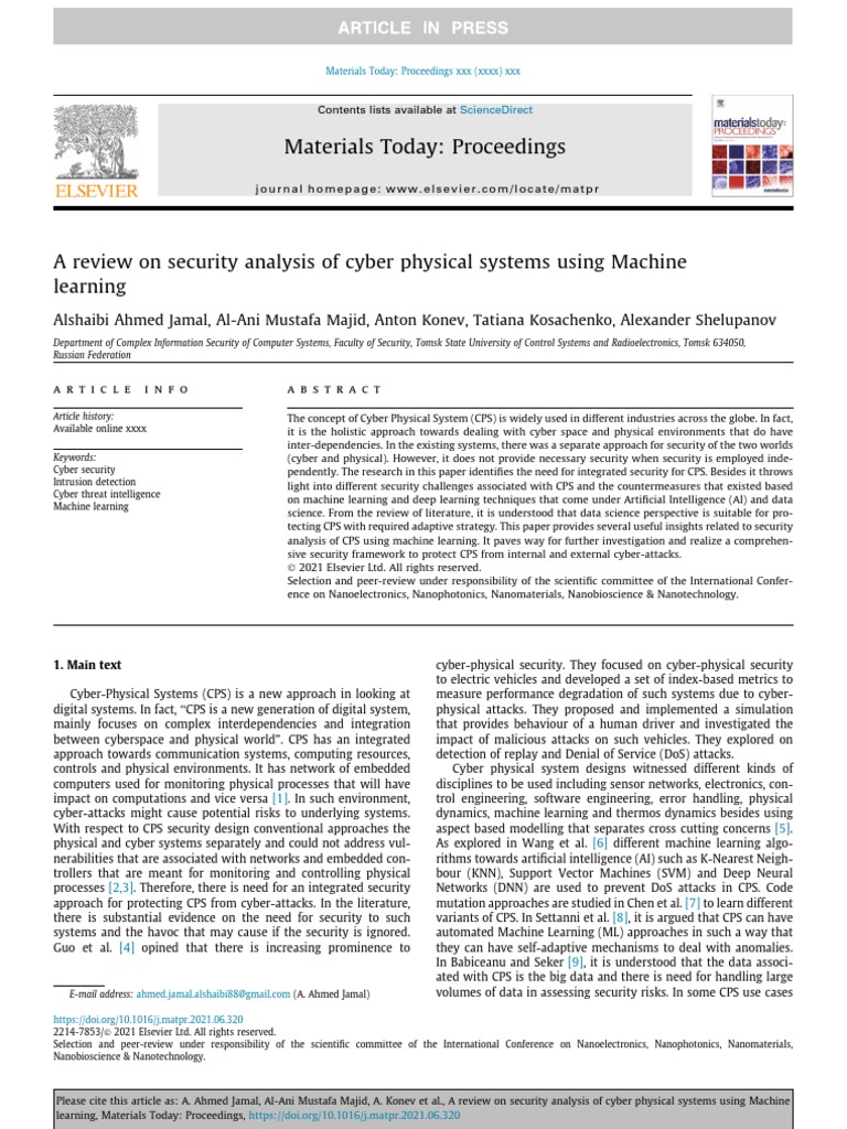 Security Analysis of CPS with ML | PDF | Security | Computer Security