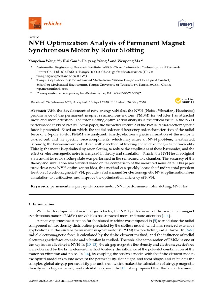 NVH Optimization Analysis of Permanent Synchronous Motor by