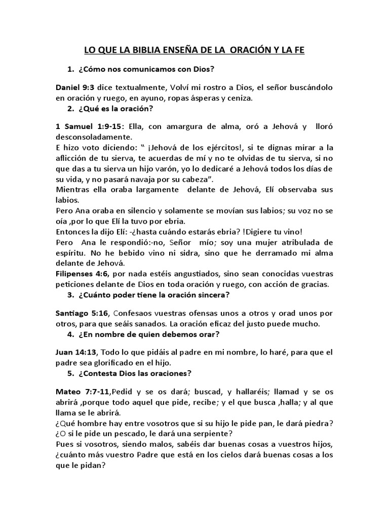 Lo Que La Biblia Enseña de La Oración y La Fe | PDF