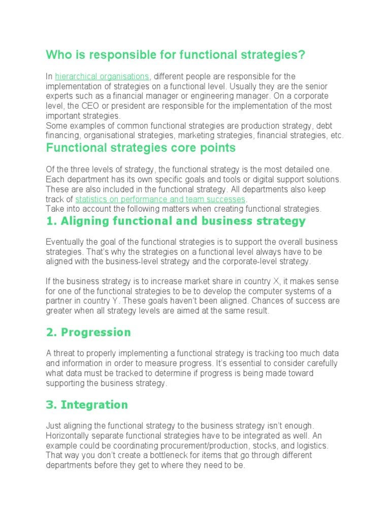 Understanding Functional Strategies | PDF | Strategic Management ...