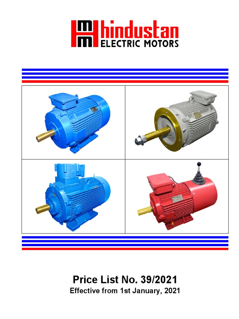 Hindustan Electric Motors (HEM) Price List January 2021 PDF