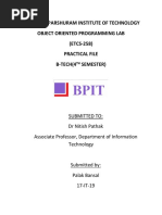 Bhagwan Parshuram Institute of Technology Object Oriented Programming Lab (ETCS-258) Practical File B-TECH (4 Semester)