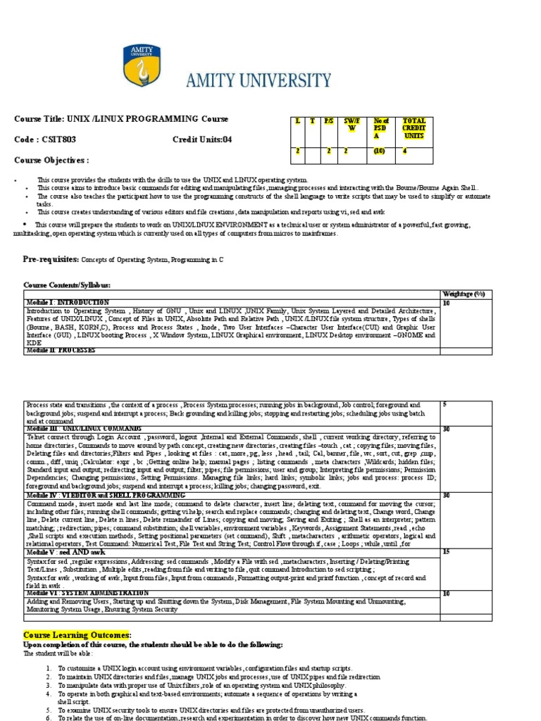 UNIX/Linux Programming Course Overview | PDF | Computer File ...