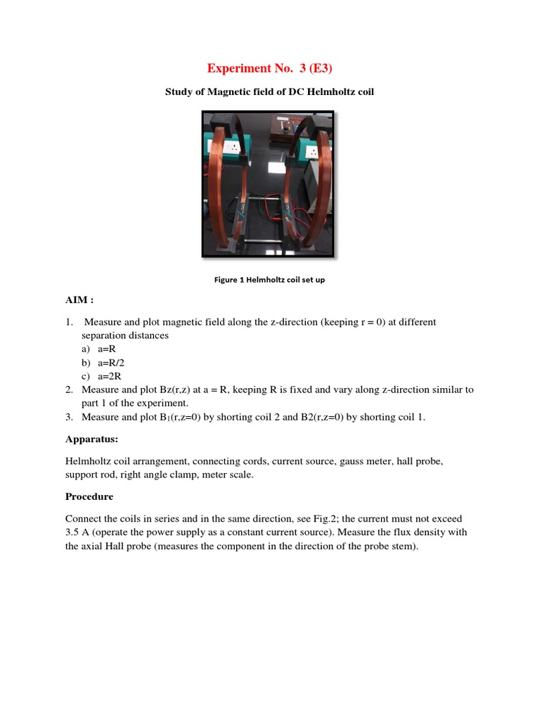 Helmholtz Coil Magnetic Field Study | PDF | Magnetic Field | Inductor