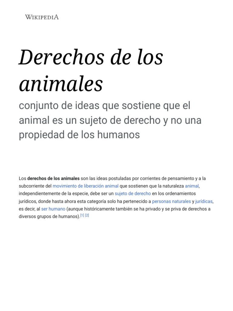 El Origen Del Planeta De Los Simios Wikipedia Derechos de Los Animales - Wikipedia, La Enciclopedia Libre | PDF |  Derechos animales | Etica Aplicada
