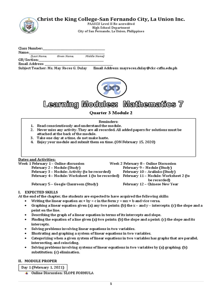 Linear Equations Module Overview | PDF | Equations | Mathematics