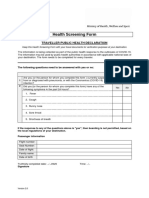 Health Screening Form for Travel
