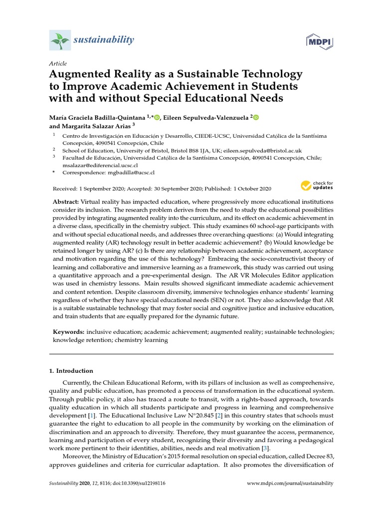 Augmented Reality As A Sustainable Technology To Improve Academic ...