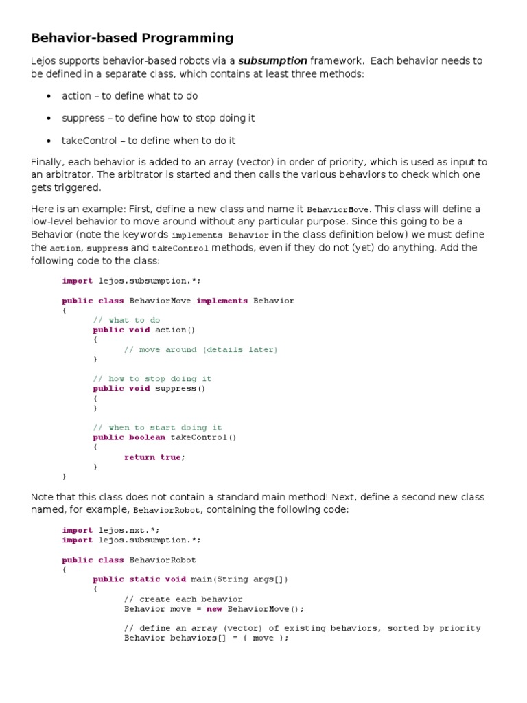 Behavior-Based Programming: Import Public Class Implements | PDF ...