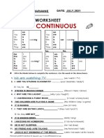 Present Continuous: Grammar Worksheet