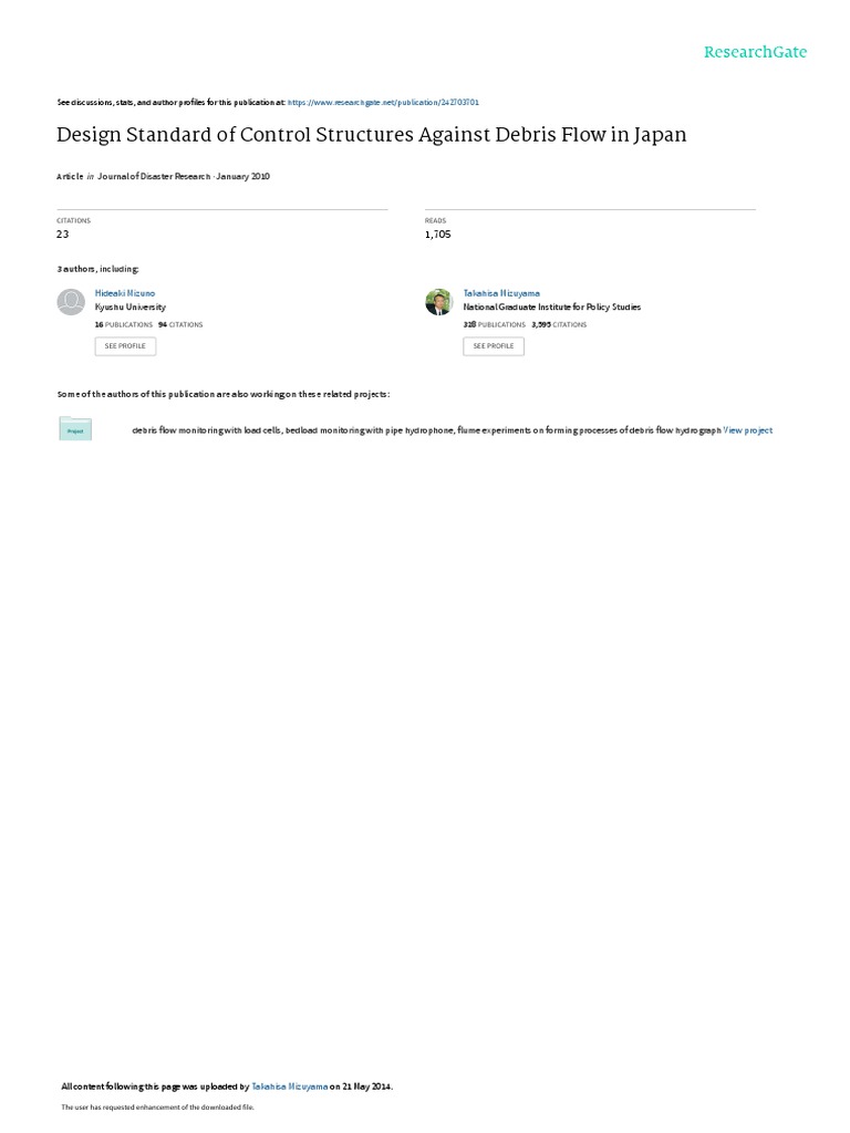 Design Standard of Control Structures Against Debr | PDF | Dam | Sediment