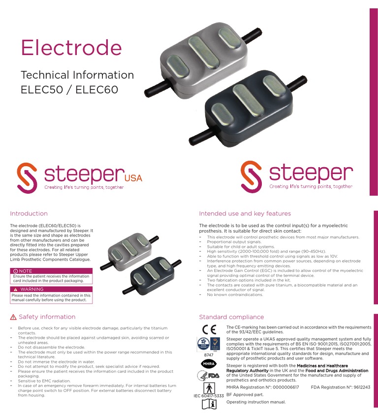 Electrode Technical Manual PDF Prosthesis Electrical Engineering