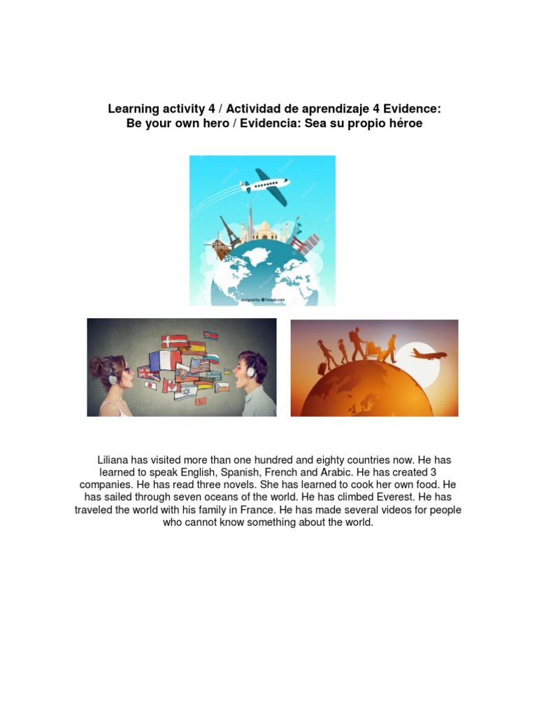 Learning Activity 4 / Actividad de Aprendizaje 4 Evidence: Be Your Own ...