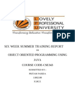 Six Week Summer Training Report: Object Oriented Programming Using Java Course Code-Cse343