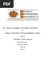 Six Week Summer Training Report: Object Oriented Programming Using Java Course Code-Cse343