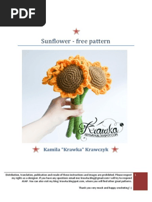 Crochet_pattern No 1716 Sunflower by Krawka