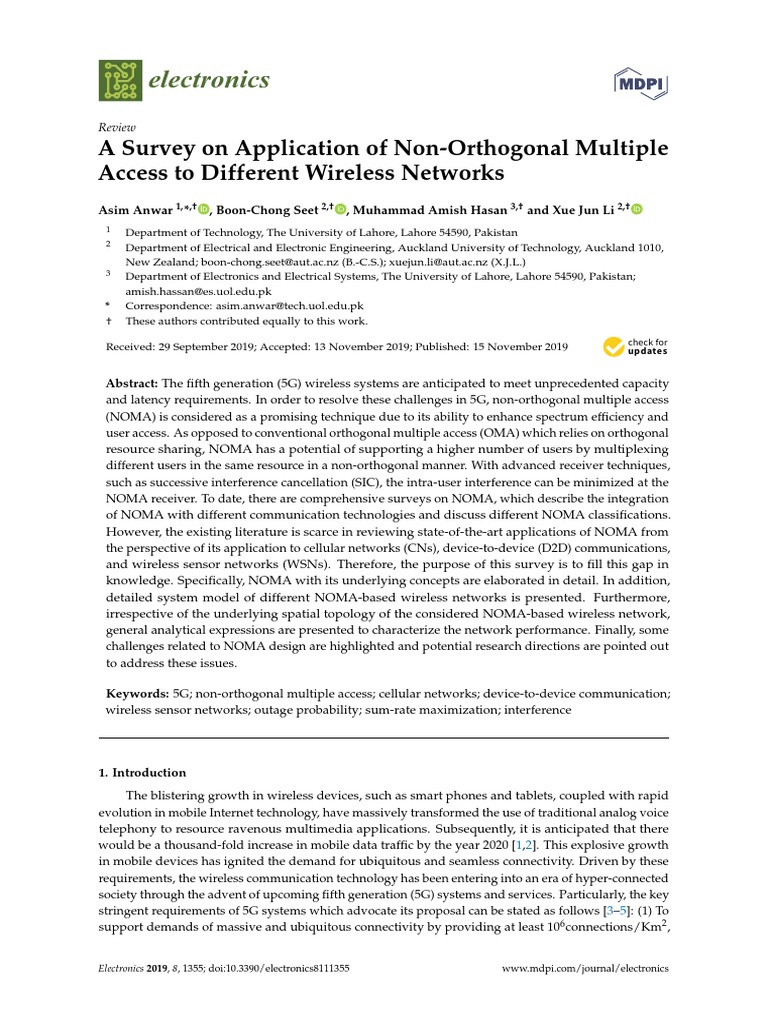 NOMA Applications in 5G Wireless Networks | PDF | Channel Access Method ...