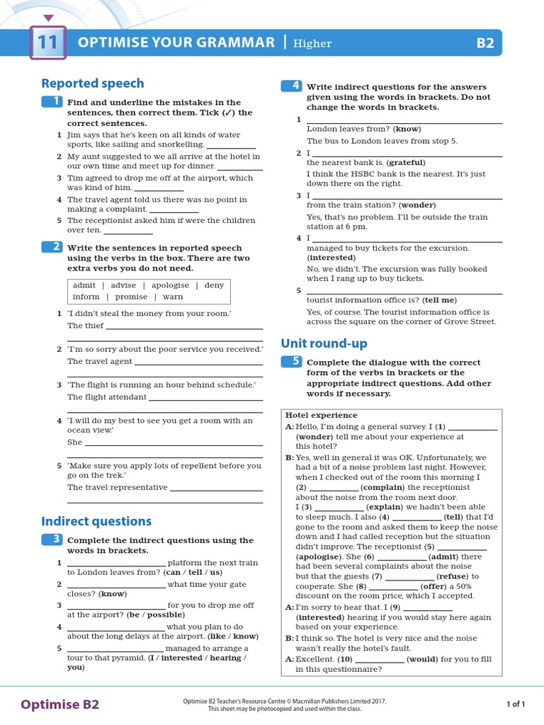 OPT B2 U11 Grammar Higher | PDF