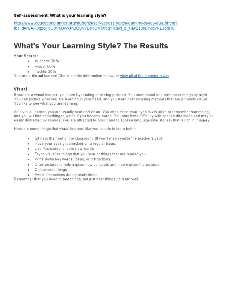 Learning Style Quiz | PDF | Self-Improvement