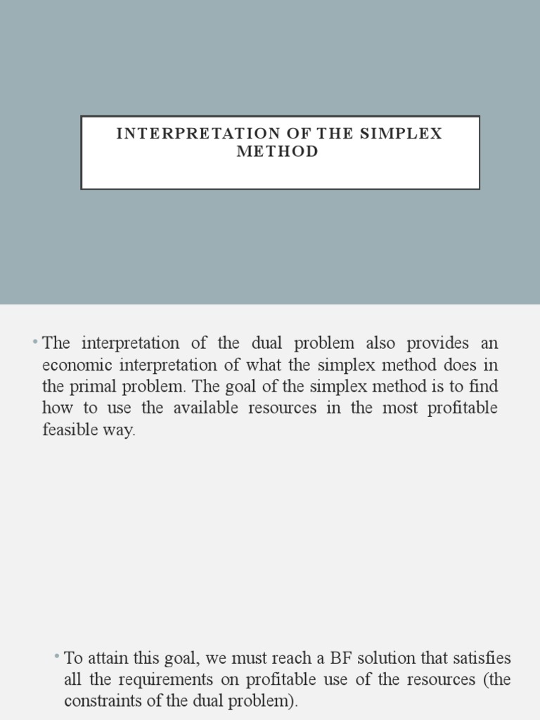 Interpretation of The Simplex Method | PDF | Linear Programming ...