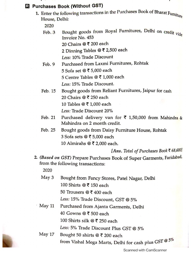 Subsidiary Books Class 11 | PDF