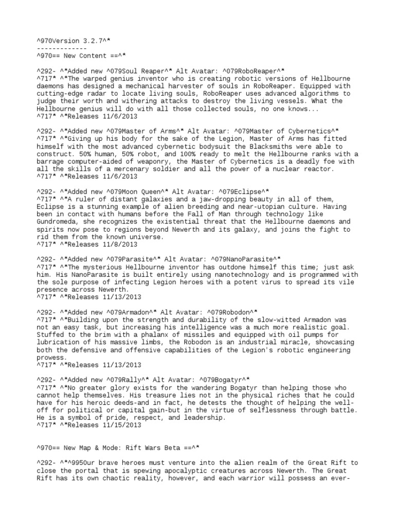 Change Log Color History Pdf