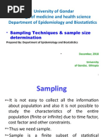 University of Gondar College of Medicine and Health Science Department of Epidemiology and Biostatistics