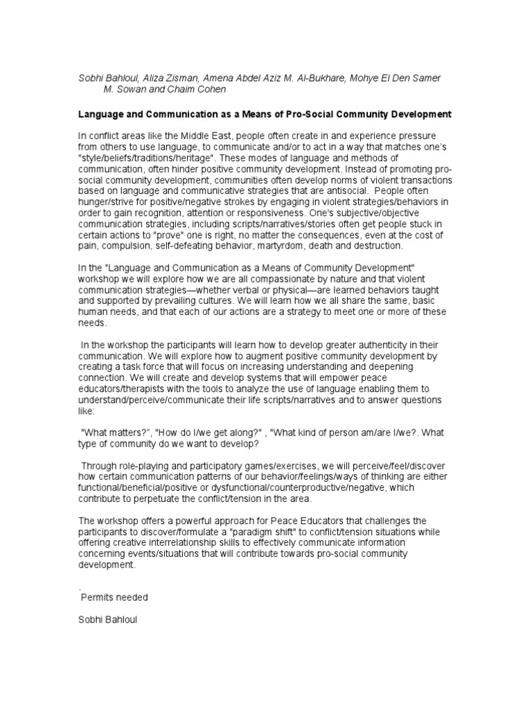 Language for Community Development | PDF | Communication | Behavior
