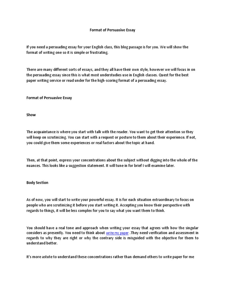Persuasive Essay Format Guide | PDF | Essays | Psychological Concepts