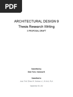 Architectural Design 9 Thesis Research Writing: 3 Proposal Draft