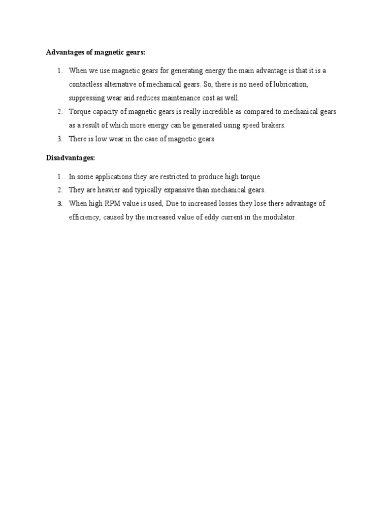 Advantages & Disadvantages of Gears PDF
