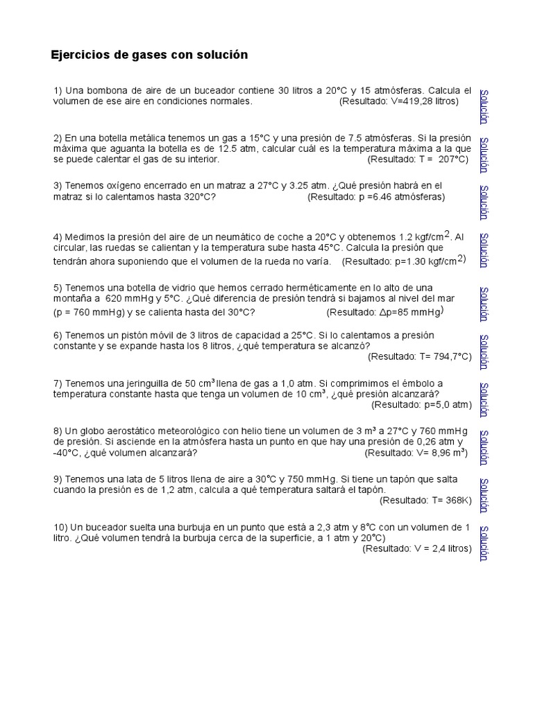 Problemas Resueltos de Gases | PDF | Gases | Mole (Unidad)