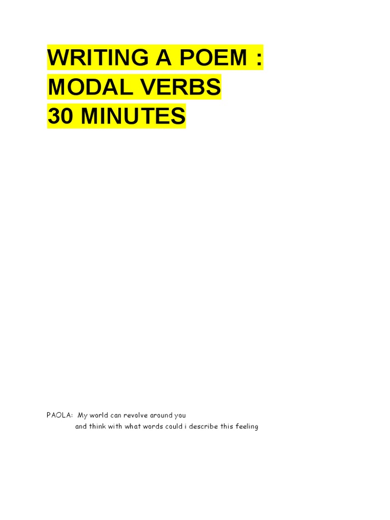 Poem Collection on Modal Verbs | PDF | Feeling