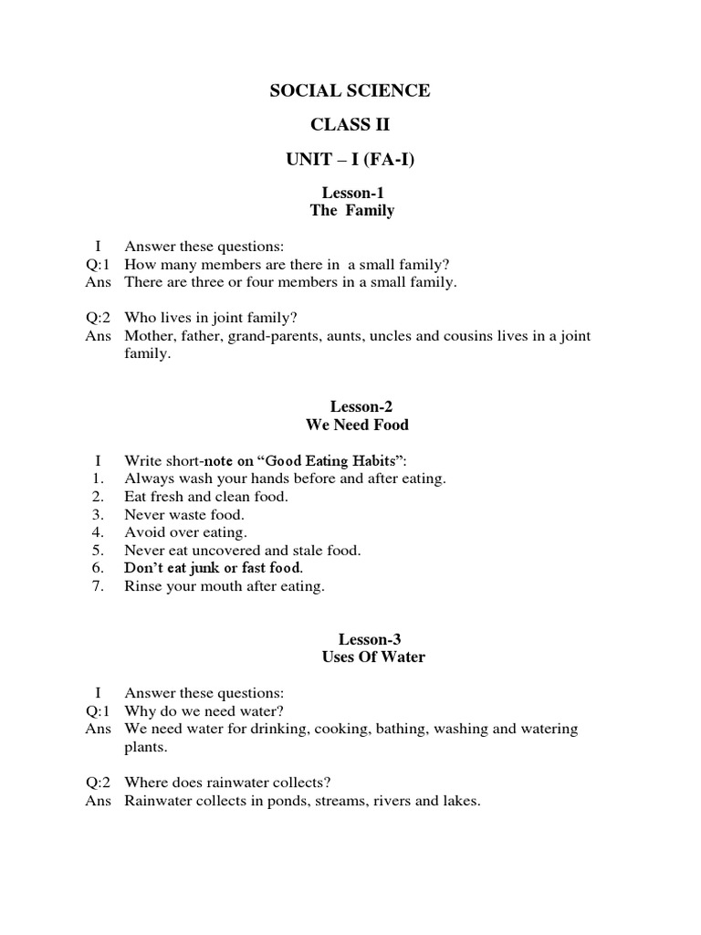 CBSE Class 2 Social Science Worksheet PDF