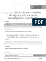 Aplicabilidad de Los Criterios de Rigor y Éticos en La Investigación Cualitativa