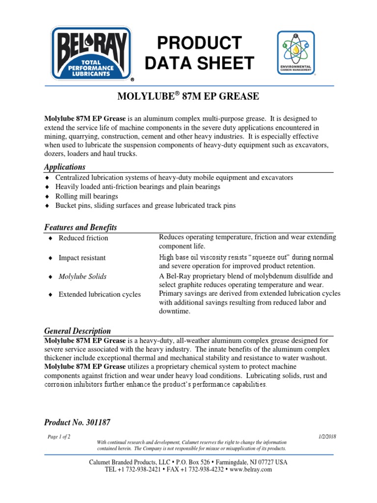 Molylube Extreme Pressure High Viscosity Grease PDF Friction